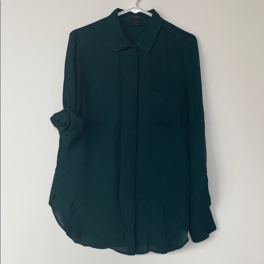 J Crew forest green silk blouse | 12